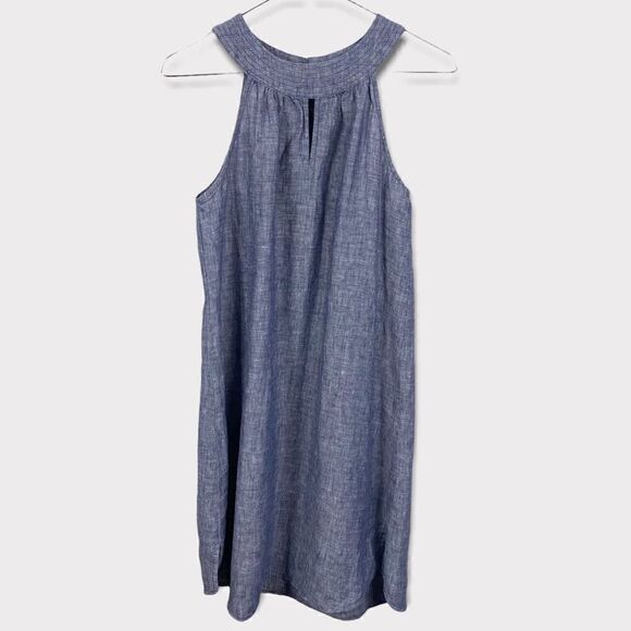 St. Tropez West Blue Sleeveless Linen Mini Dress/ Tunic - Picture 1 of 4